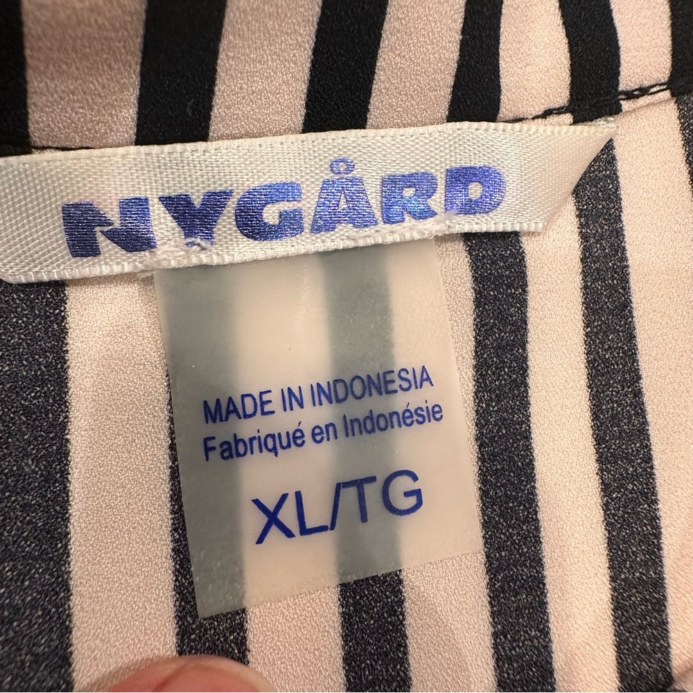 Nygard Women XL Bright Pink Stripe Tie Sleeve Button Tunic Blouse Top Colorful - Picture 4 of 10